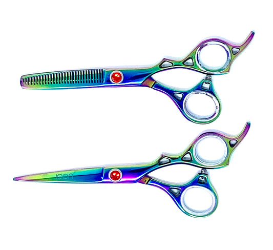 NEW *  THE HAMMER SHEAR SET IN MULTI COLOR RAINBOW IRIDESCENT 6.0 ICT-107
