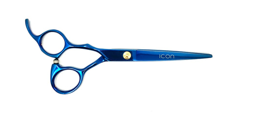 icon blue left handed professional hairstyling shears handcrafted scissors