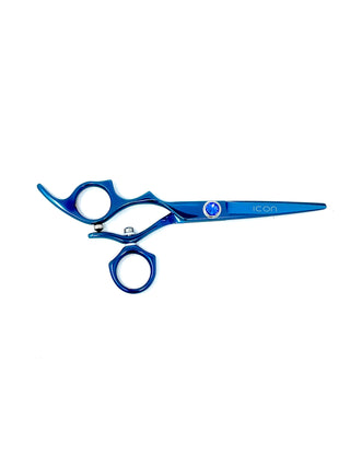 icon left handed blue professional swivel thumb hairstyling shears salon scissors