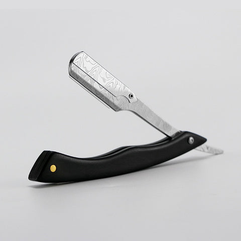 Men Shaving Barber Tools Damascus Pattern Folding Razor Ebony Handle Shaving Hairdressing Tool Beard Knife Holder G0722 Men Shaving Barber Tools Damascus Pattern Folding Razor Ebony Handle Shaving Hairdressing Tool Beard Knife Holder G0722