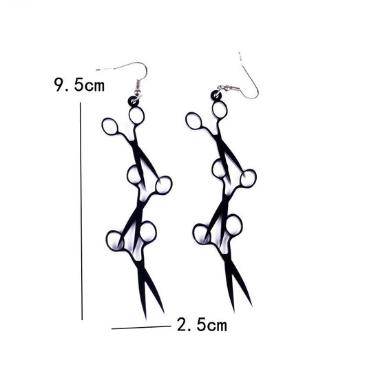 Fashion Jewelry Black Long Earrings for Women Pendientes Vintage Scissor Drop Earring Oorbellen Brincos Trendy Accessory