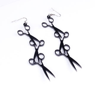 Fashion Jewelry Black Long Earrings for Women Pendientes Vintage Scissor Drop Earring Oorbellen Brincos Trendy Accessory
