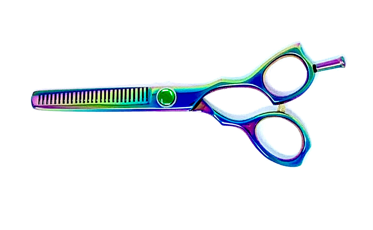 multi colorful thinning texturizing hair shears pinky tang cosmetology salon stylist scissors