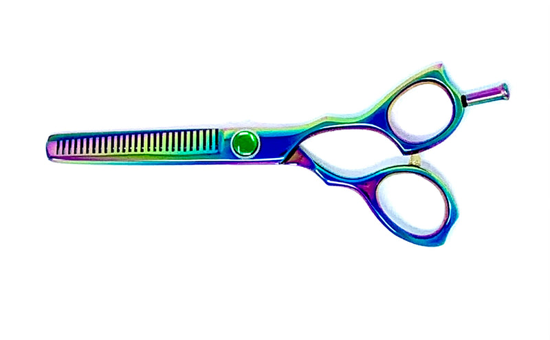 multi colorful thinning texturizing hair shears pinky tang cosmetology salon stylist scissors