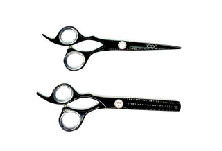 icon left handed professional black shear set thinning cosmetology salon scissors