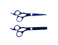 icon blue left handed professional hairstyling shear set thinning salon cosmetology scissors