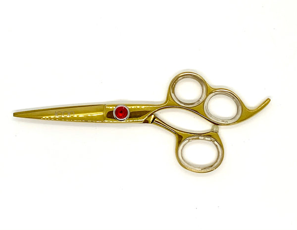 gold titanium three 3 ring blade hair shears hairstylist cosmetology scissors