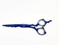 blue unique 6" six inch hair shears cosmetology salon barber stylist scissors