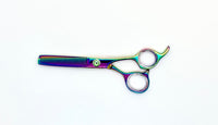 multi colorful offset handle hair shears cosmetology salon stylist scissors