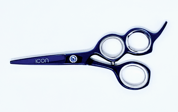 blue three 3 ring shears cosmetic hairstylist barber scissors