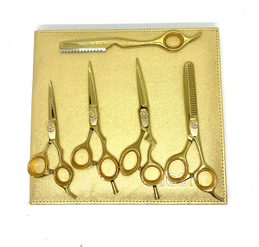 icon shears gold rush complete hairstyling set scissors kit cosmetology texturizing razor thinning shears