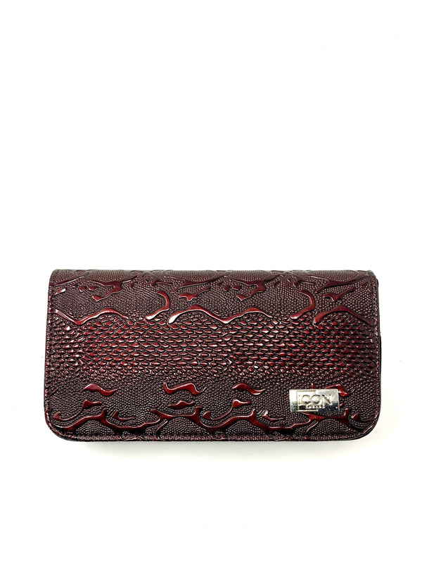 icon professional dark red maroon brown 4 four shear case cosmetology salon stylist zipper
