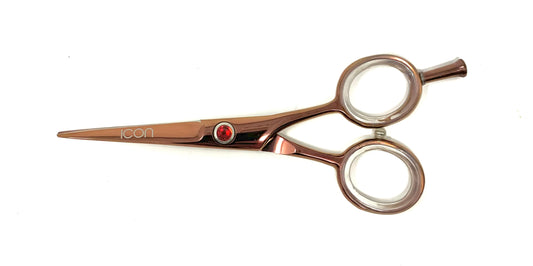 rose gold straight handle removeable finger rest  cosmetic hairs shears scissors