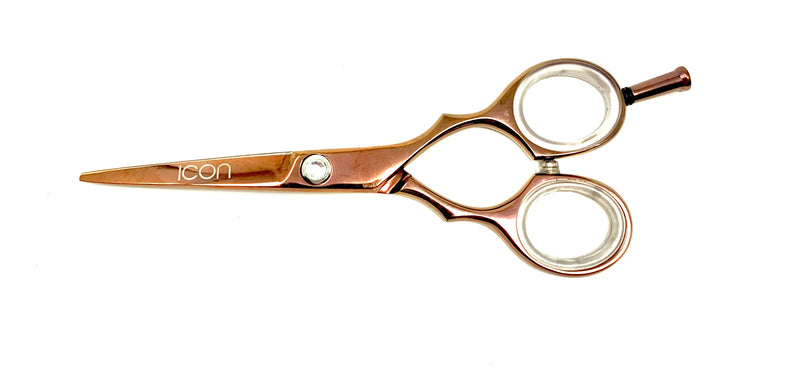 rose gold titanium finger rest straight handle hair shears cosmetology hairstylist scissors