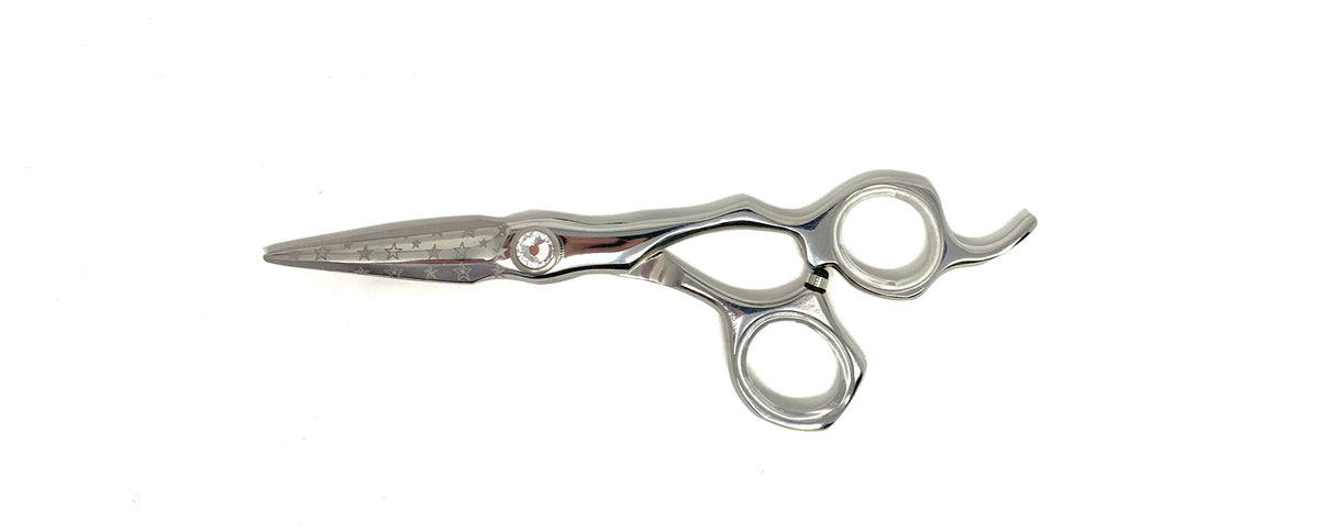 chrome star design thick blade hair shears salon stylist scissors