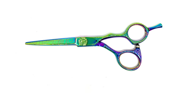 multi colorful unique hair shear cosmetology salon stylist scissors removeable pinky tang