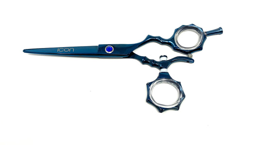 blue titanium swivel thumb hair shears