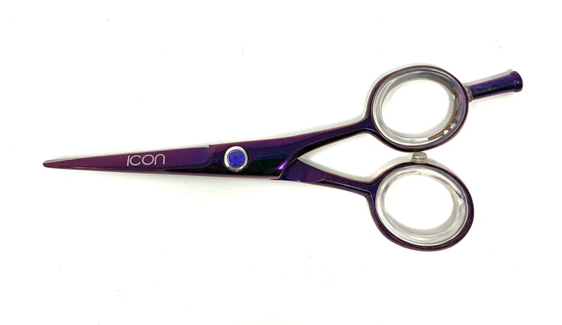 purple traditional handle finger rest cosmetic hair shears scissors
