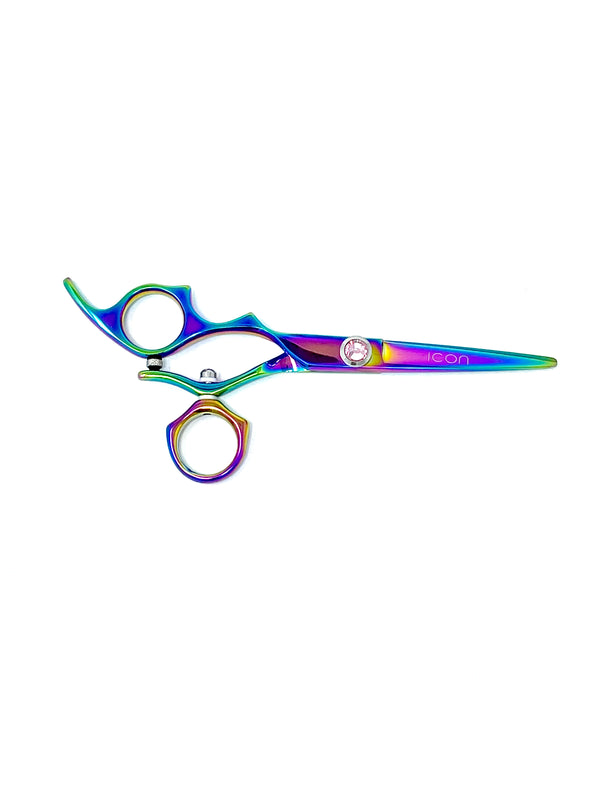 icon lefty left handed multi color rainbow swivel thumb professional hair styling shears scissors