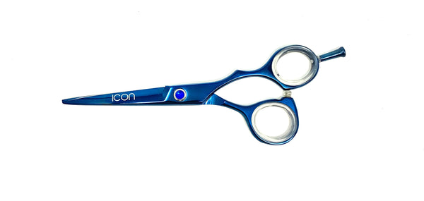 blue icon hair shear removeable pinky tang cosmetology barber salon stylist scissors