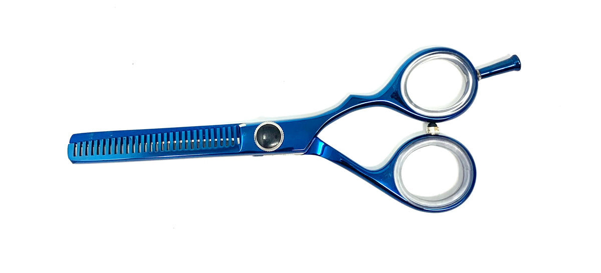 blue titanium thinning texture hair shear cosmetology salon stylist scissors