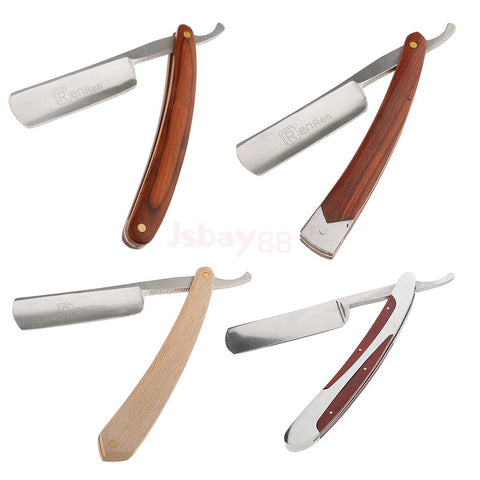 Folding Stainless Steel Wooden Handle Barber Shaving Straight Edge Razor