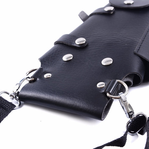 Leather Hairdressing Case Tools Scissor Bag Barber Holster Pouch Holder Rivet Purse Adjustable Waist Shoulder Belt