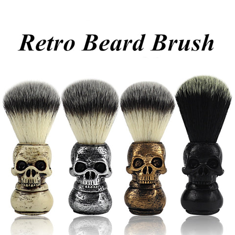 Barbershop men's Retro Oil Head Hairdressing Brush Beard Skull Resin Handle Beard Foam