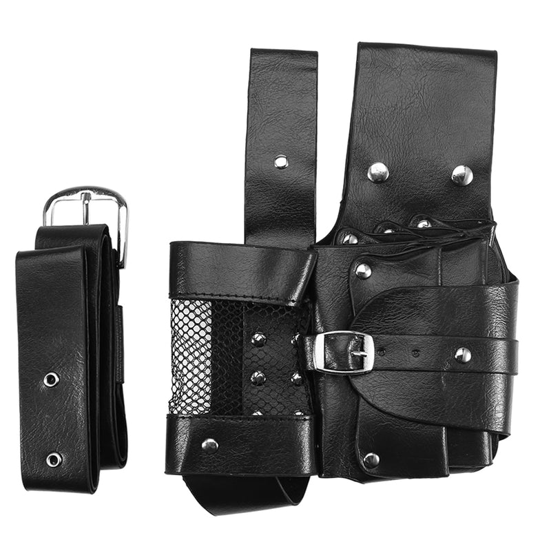 Leather Barber Scissor Storage Waist Bag Hairdressing Holster Pouch Holder Case Rivet Clips Bag With Belt Hair Scissor Bag