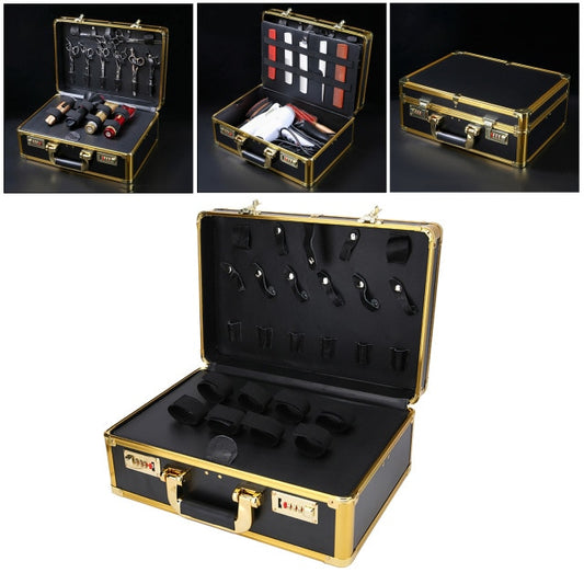 Portable Barber Stylist Travel Metal Case Hair Styling Scissors Combs Tool Box Password Lock Suitcase Box Hair Styling Organizer