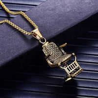 Stainless Steel Barber Chair Pendant Necklace Gold Barber Necklaces