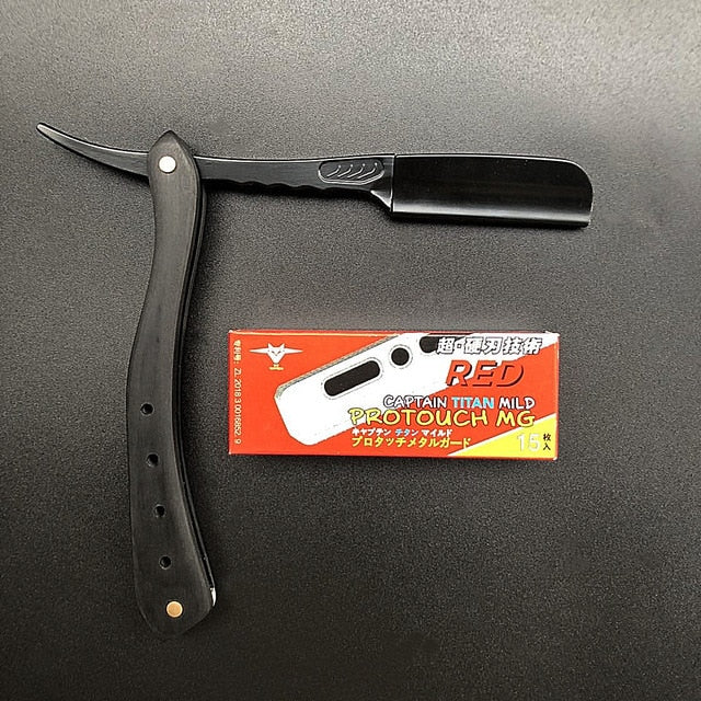 All Black Blades Straight Razor For Men Women Barber Shaving Knife Spring Design Beard Face Underarm Body With Blades G1215