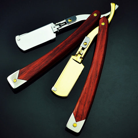 Barber Beard Shaving Razor Sandalwood Handle Professional Salon Hair Knives Blade Changeable Shaving Knife Beard Tools G1225