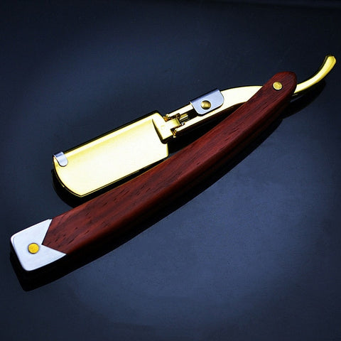 Barber Beard Shaving Razor Sandalwood Handle Professional Salon Hair Knives Blade Changeable Shaving Knife Beard Tools G1225