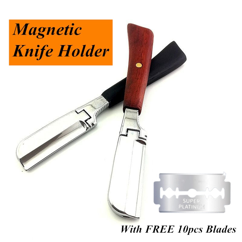 Men Shaving Barber Tools Magnetic Knife Holder Sandalwood Handle