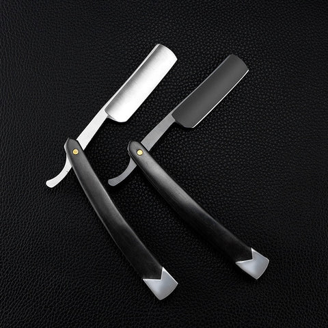 Vintage Straight Edge Stainless Steel Razor Sharp Barber Ebony Handle Hairdressing Razor Leather Bag Knife Cloth And Wax G1229