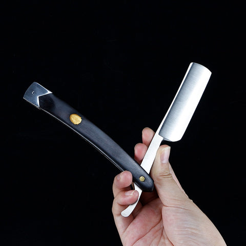 Vintage Straight Edge Stainless Steel Razor Sharp Barber Ebony Handle Hairdressing Razor Leather Bag Knife Cloth And Wax G1229