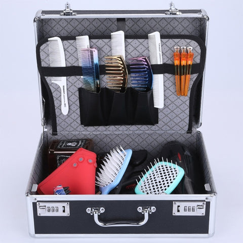 Barber Carrying Case Storage Toolbox Retro Portable Salon Stylist Bag Password Lock Suitcase Box Hair Styling Organizer