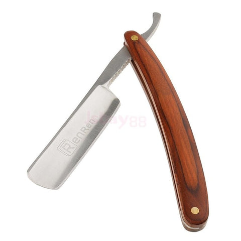 Folding Stainless Steel Wooden Handle Barber Shaving Straight Edge Razor