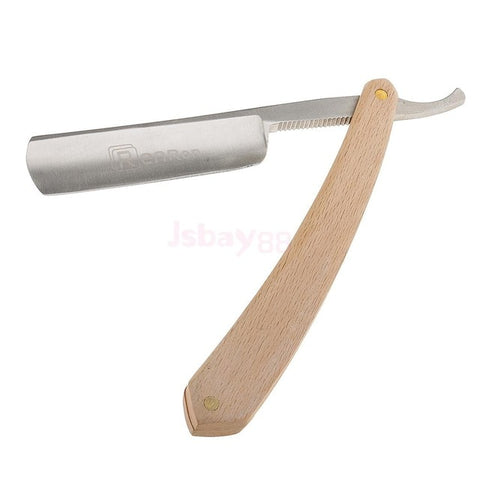 Folding Stainless Steel Wooden Handle Barber Shaving Straight Edge Razor