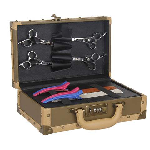 Vintage Rivert PU Leather Hairdressing Toolkit Case Salon Barber Scissors Trimmers Comb Storage Suitcase Bag Styling Tools UN768