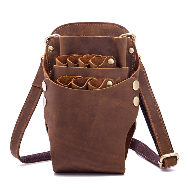 Professonal barber- hairdresser tool roll, brown leather